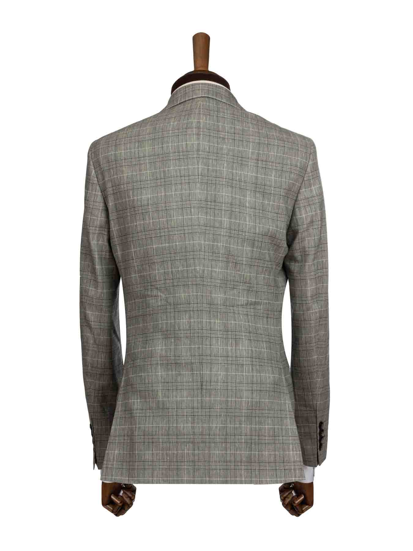 کت و شلوار و ژیله مردانه طوسی چهارخانه ال سی من 4