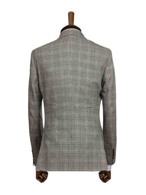 کت و شلوار و ژیله مردانه طوسی چهارخانه ال سی من 4