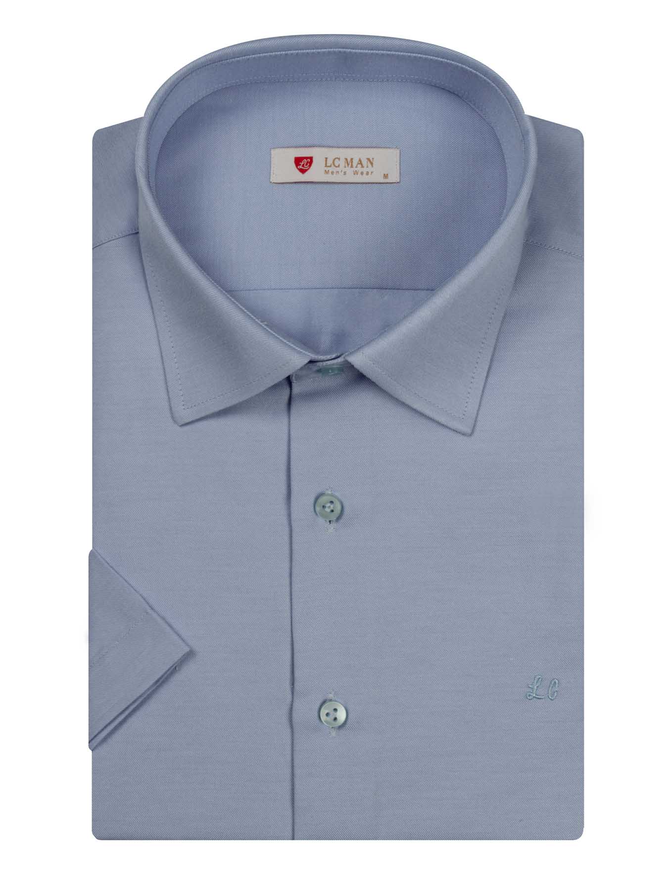 پیراهن آبی ساده آستین کوتاه ال سی من 47
