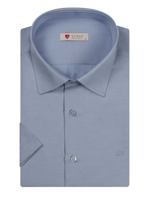 پیراهن آبی ساده آستین کوتاه ال سی من 47
