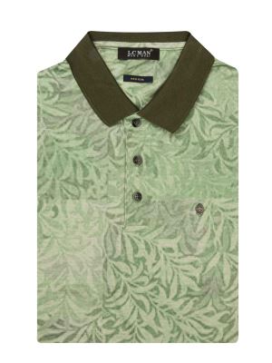 پولوشرت یقه دارسه دکمه طرح برگ 6042