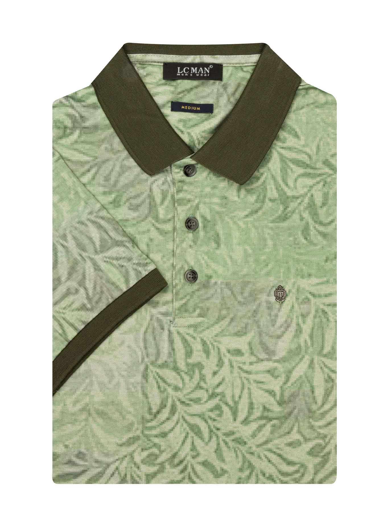 پولوشرت یقه دارسه دکمه طرح برگ 6042