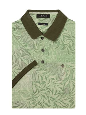 پولوشرت یقه دارسه دکمه طرح برگ 6042