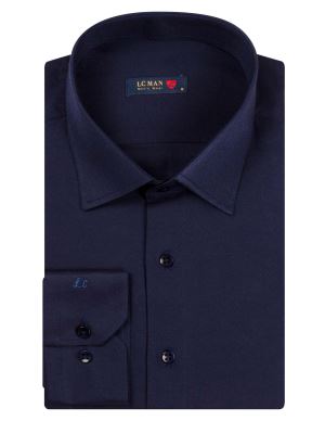 پیراهن سرمه ای ساده آستین بلند ال سی من 20 