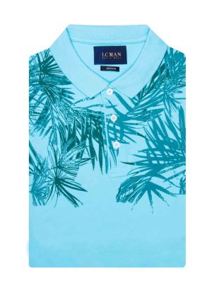 تی شرت یقه دارسه دکمه  طرح دار PLE448