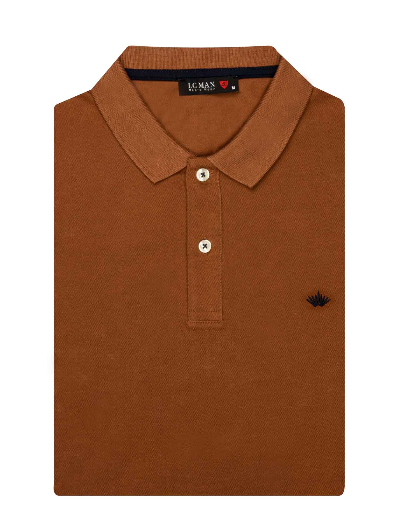 تی شرت یقه دارسه دکمه طرح گل روی سینه PL305