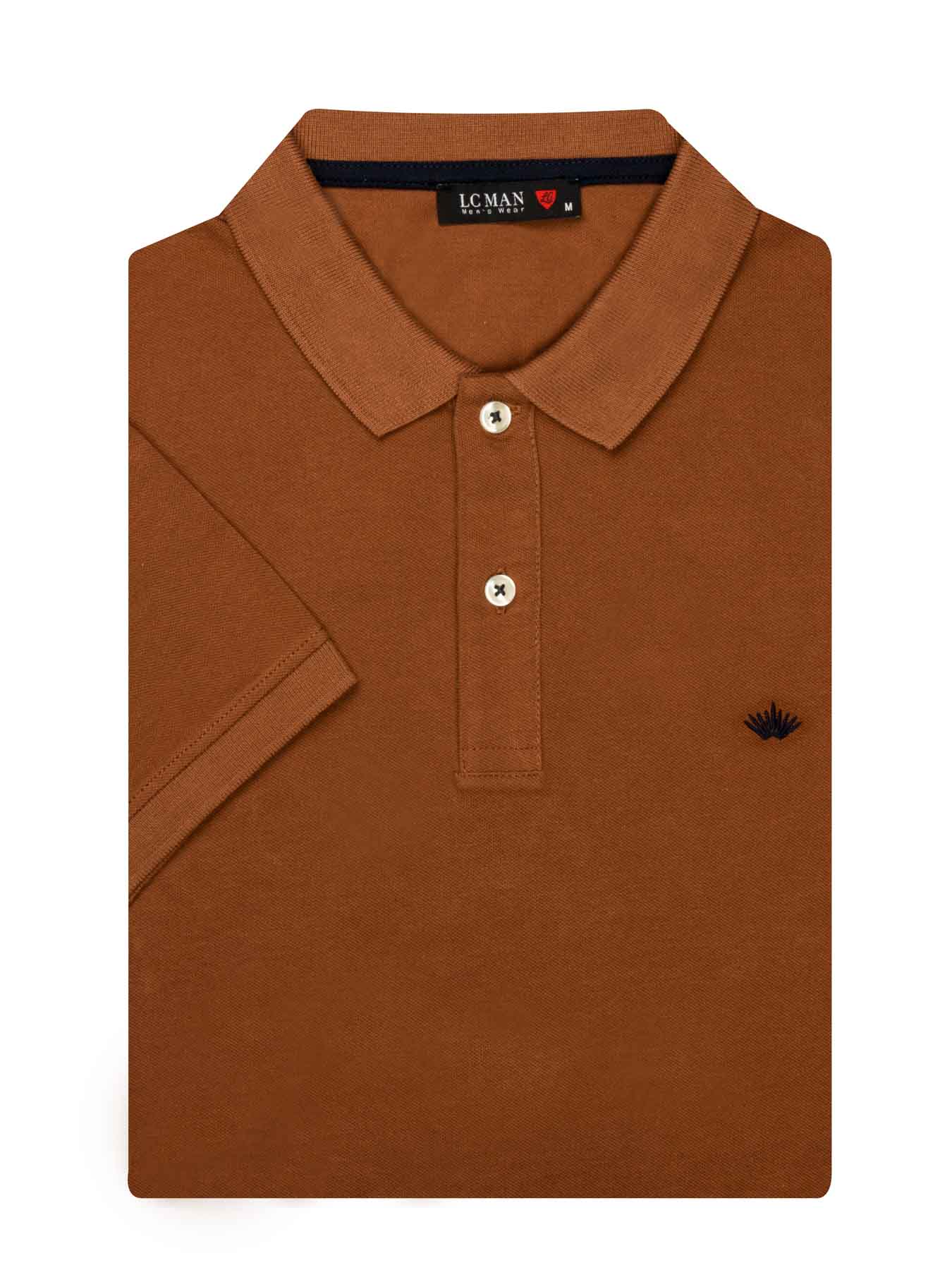 تی شرت یقه دارسه دکمه طرح گل روی سینه PL305