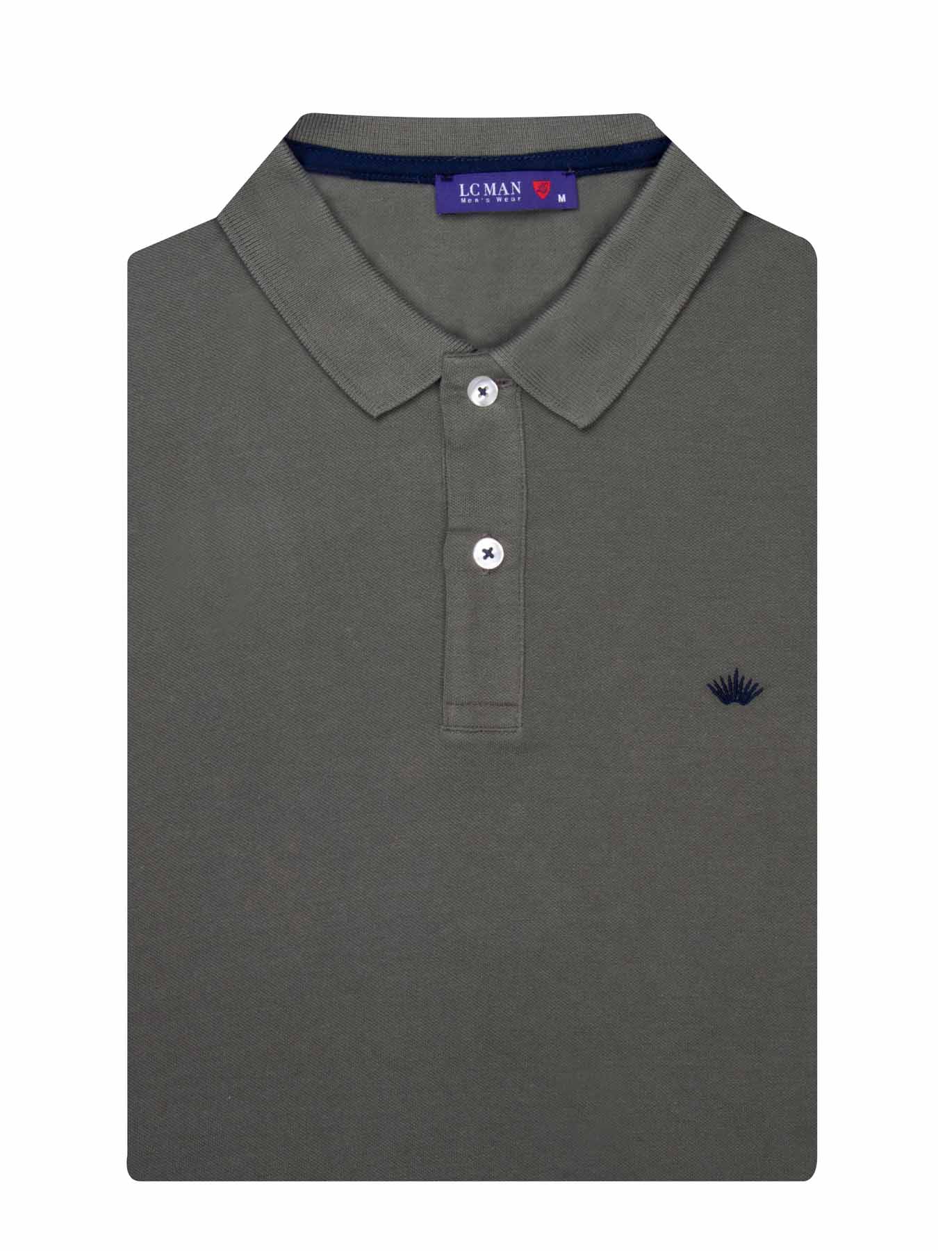 تی شرت یقه دارسه دکمه  طرح گل روی سینه PL305