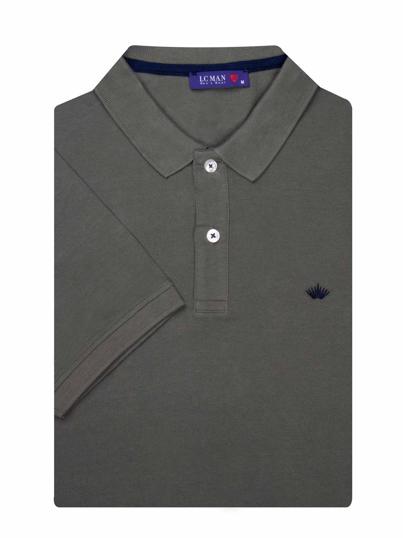 تی شرت یقه دارسه دکمه  طرح گل روی سینه PL305