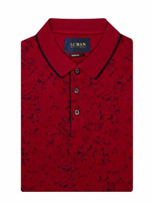 تی شرت یقه دارسه دکمه طرح ریزPLE445