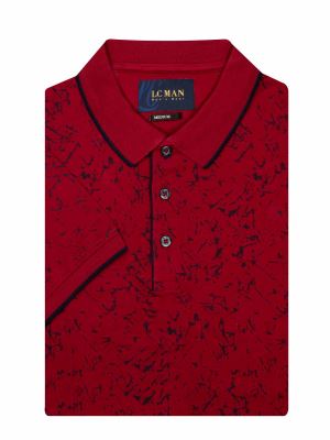 تی شرت یقه دارسه دکمه طرح ریزPLE445