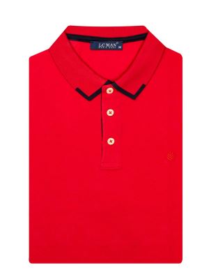 تی شرت یقه دارسه دکمه  یقه دورنگ PL308