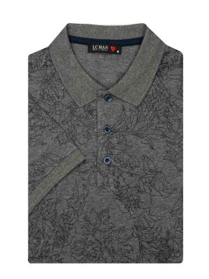 تی شرت یقه دارسه دکمه طرح گل 803