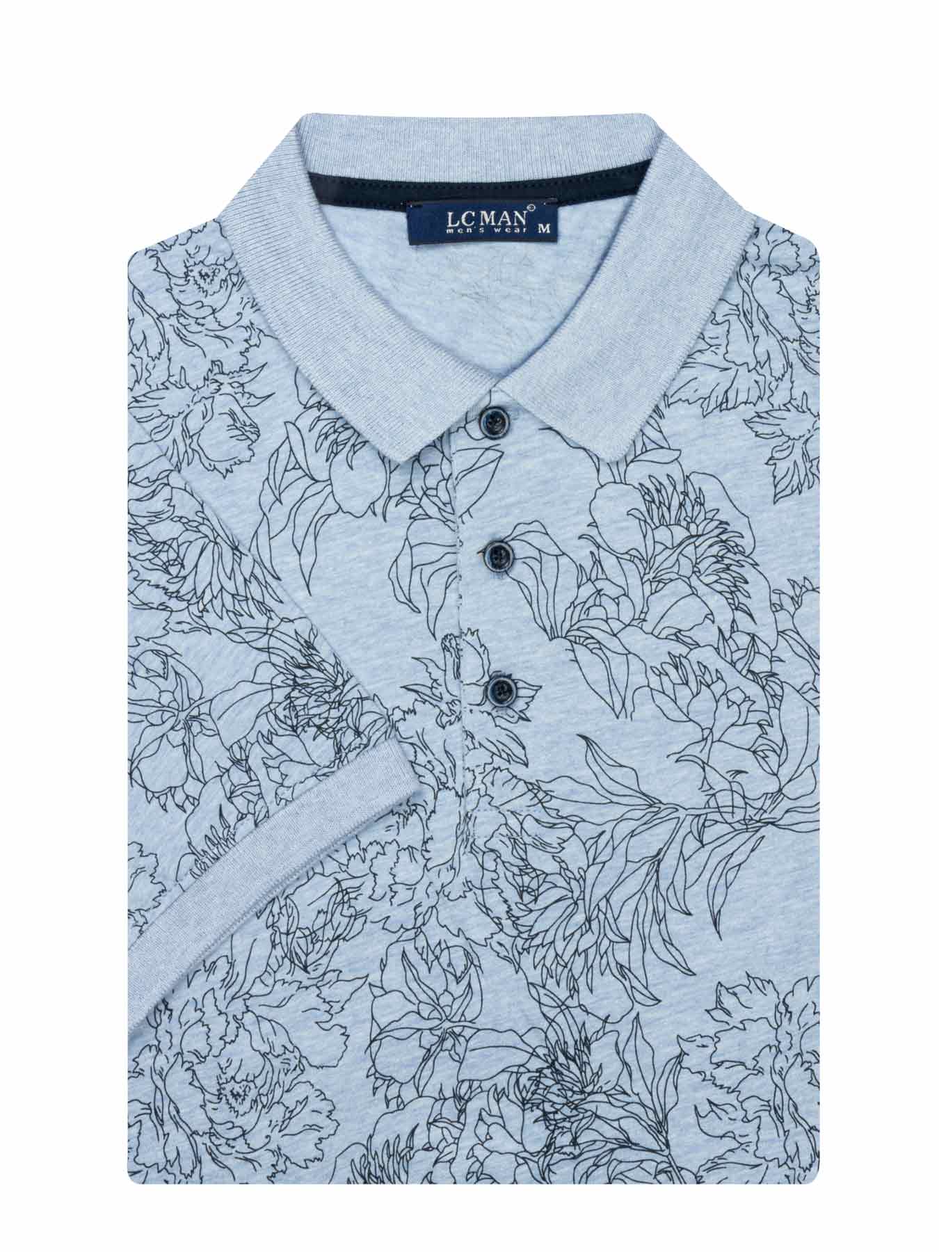 تی شرت یقه دارسه دکمه طرح گل 803