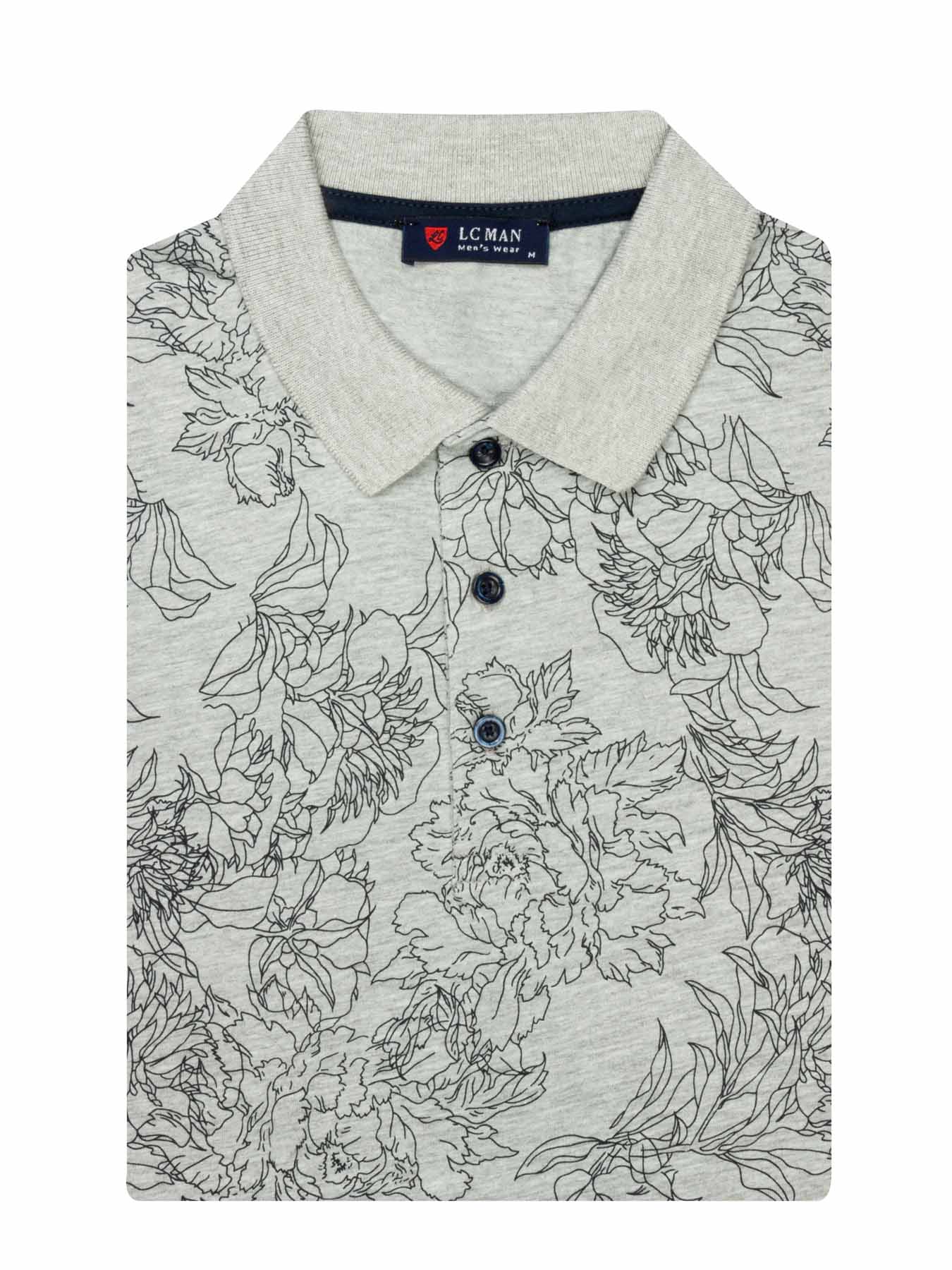 تی شرت یقه دارسه دکمه طرح گل 803