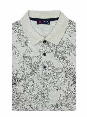 تی شرت یقه دارسه دکمه طرح گل 803