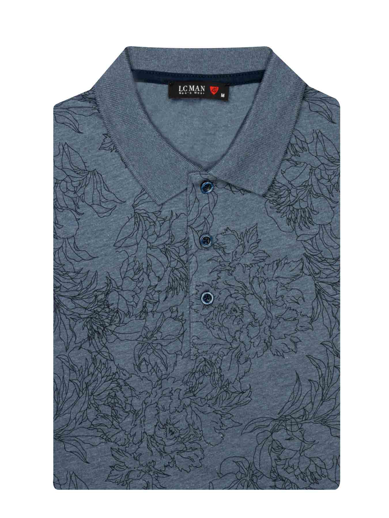 تی شرت یقه دارسه دکمه طرح گل 803