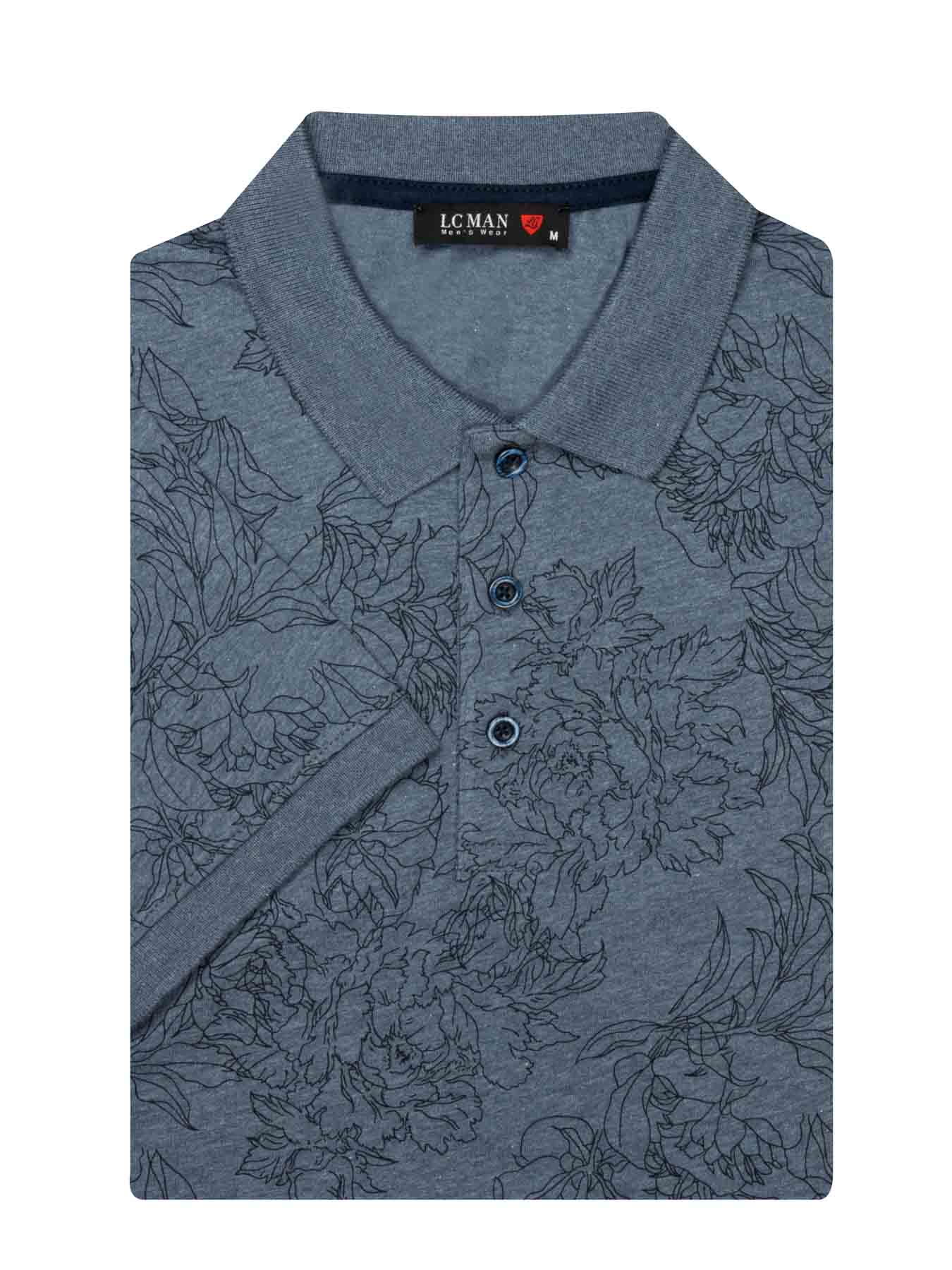 تی شرت یقه دارسه دکمه طرح گل 803