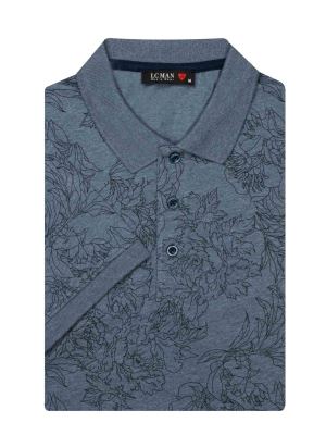 تی شرت یقه دارسه دکمه طرح گل 803