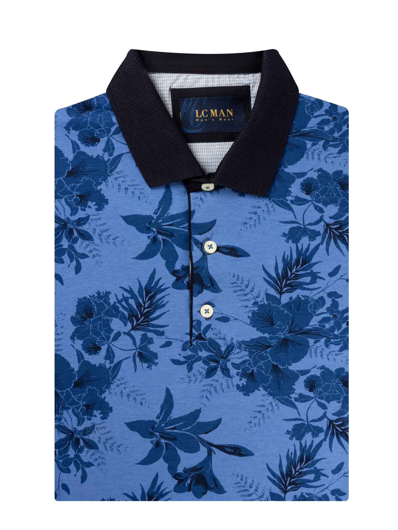 پولوشرت یقه دارسه دکمه طرح گل دارT194023