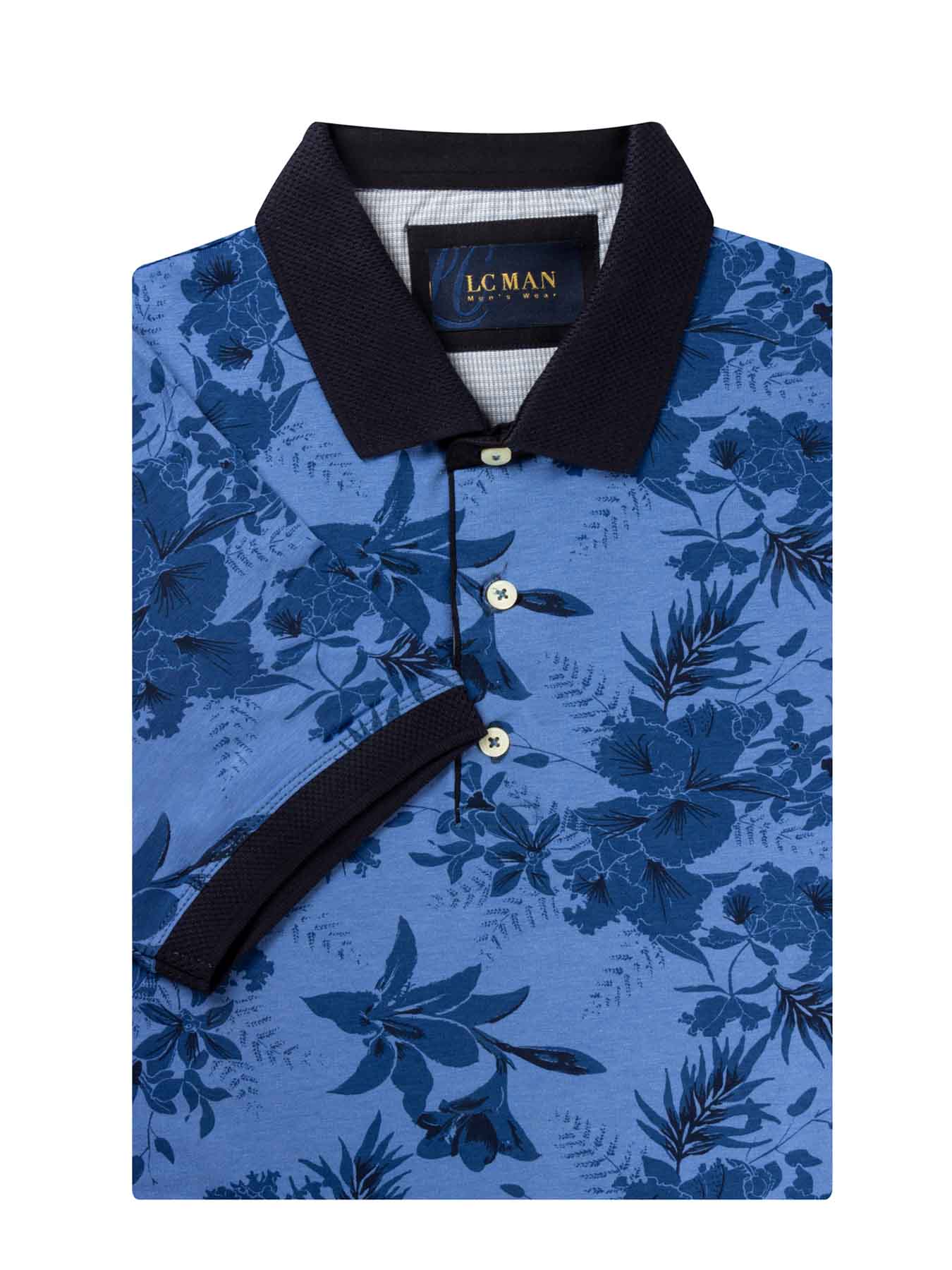 پولوشرت یقه دارسه دکمه طرح گل دارT194023