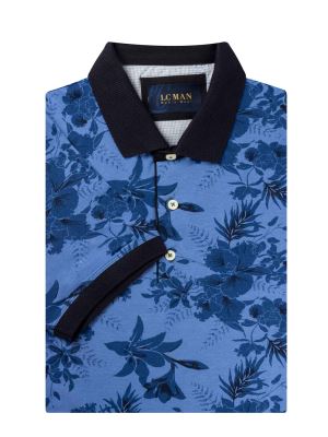 پولوشرت یقه دارسه دکمه طرح گل دارT194023