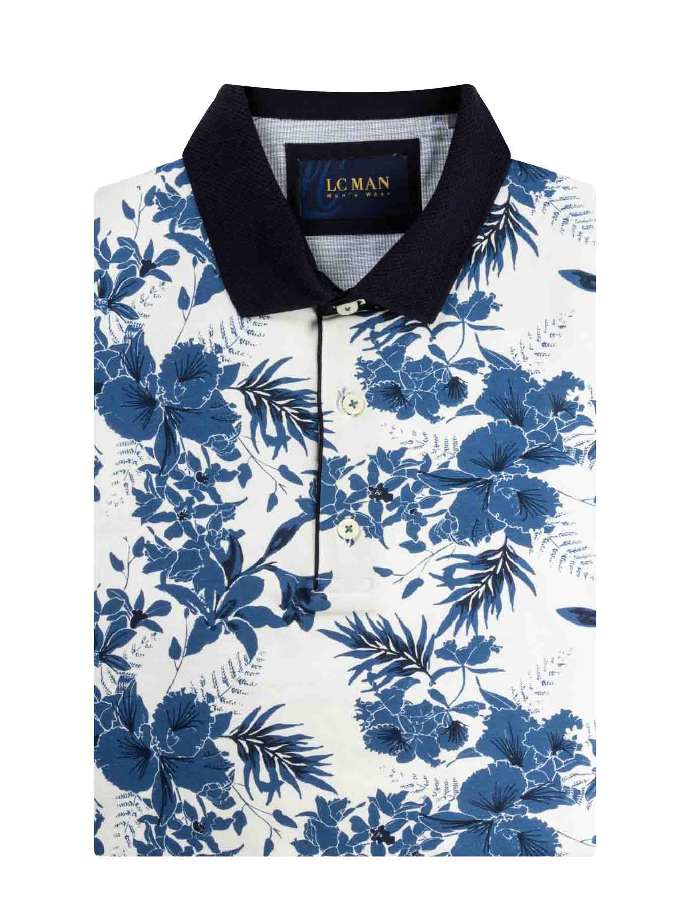 پولوشرت یقه دارسه دکمه طرح گل دارT194023