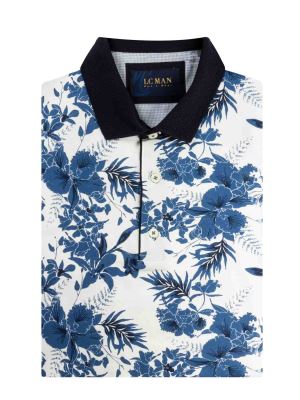 پولوشرت یقه دارسه دکمه طرح گل دارT194023