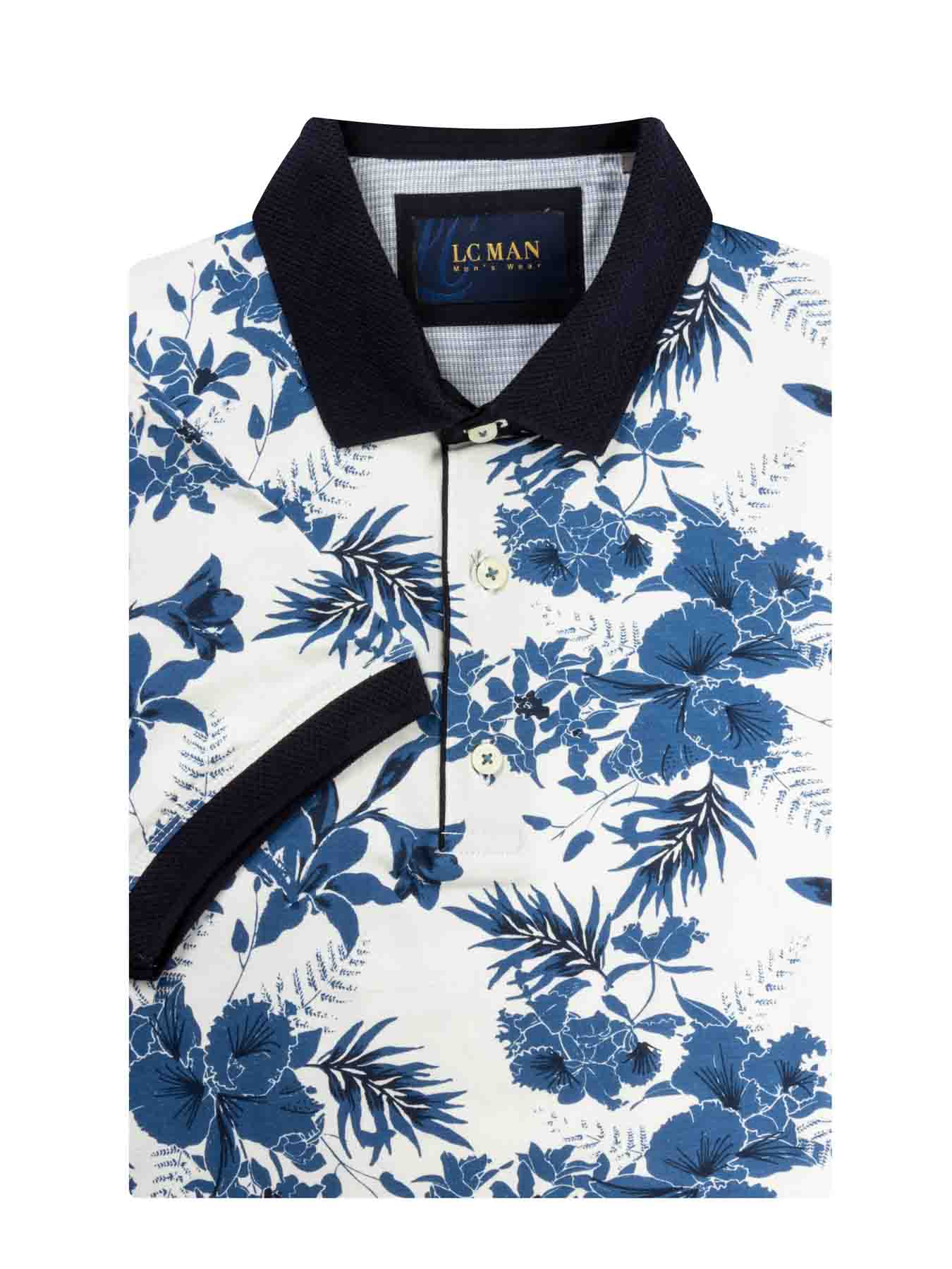 پولوشرت یقه دارسه دکمه طرح گل دارT194023