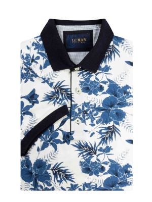 پولوشرت یقه دارسه دکمه طرح گل دارT194023