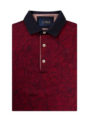 پولوشرت یقه دارسه دکمه طرح برگ  T194015