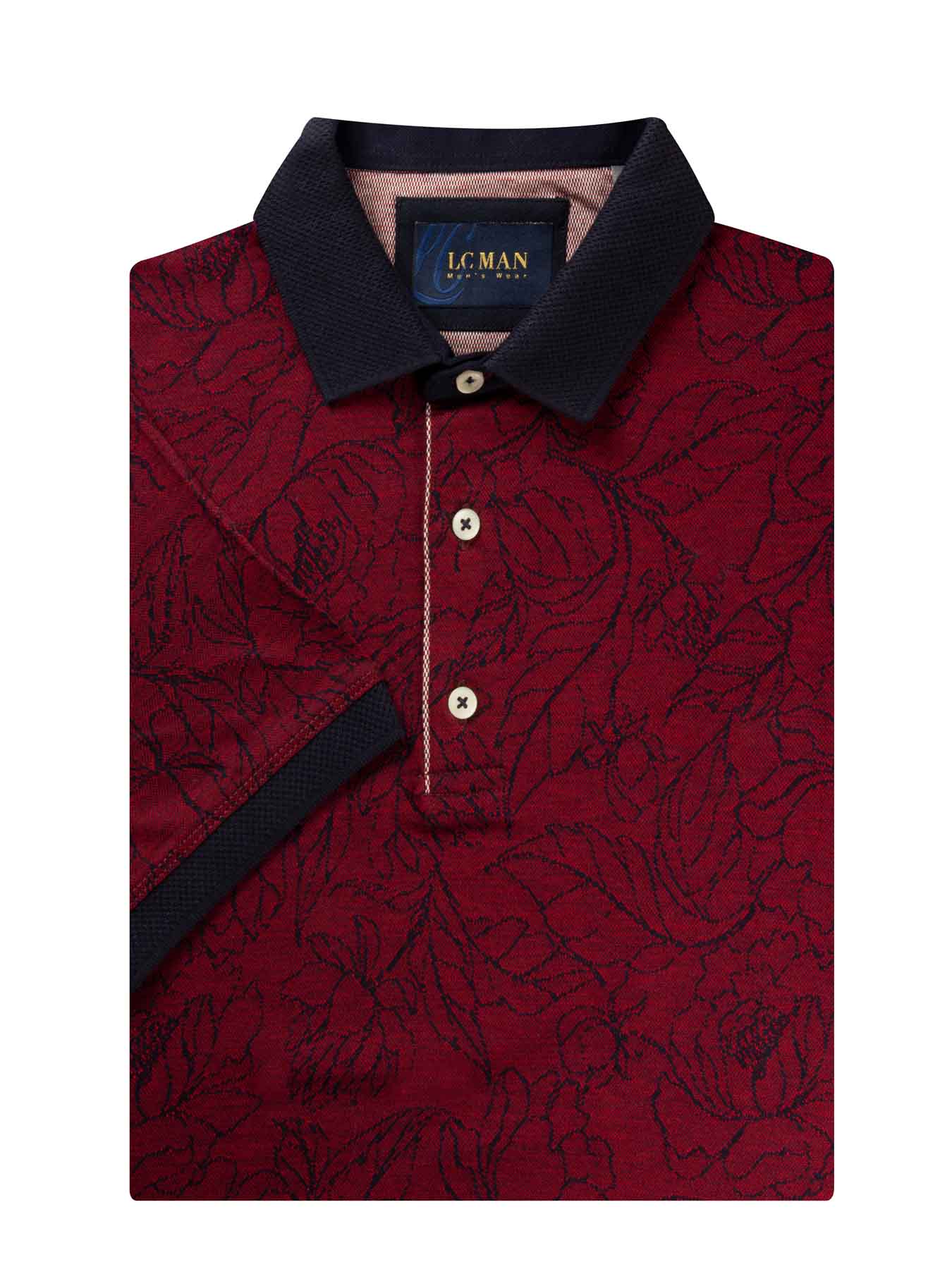 پولوشرت یقه دارسه دکمه طرح برگ  T194015