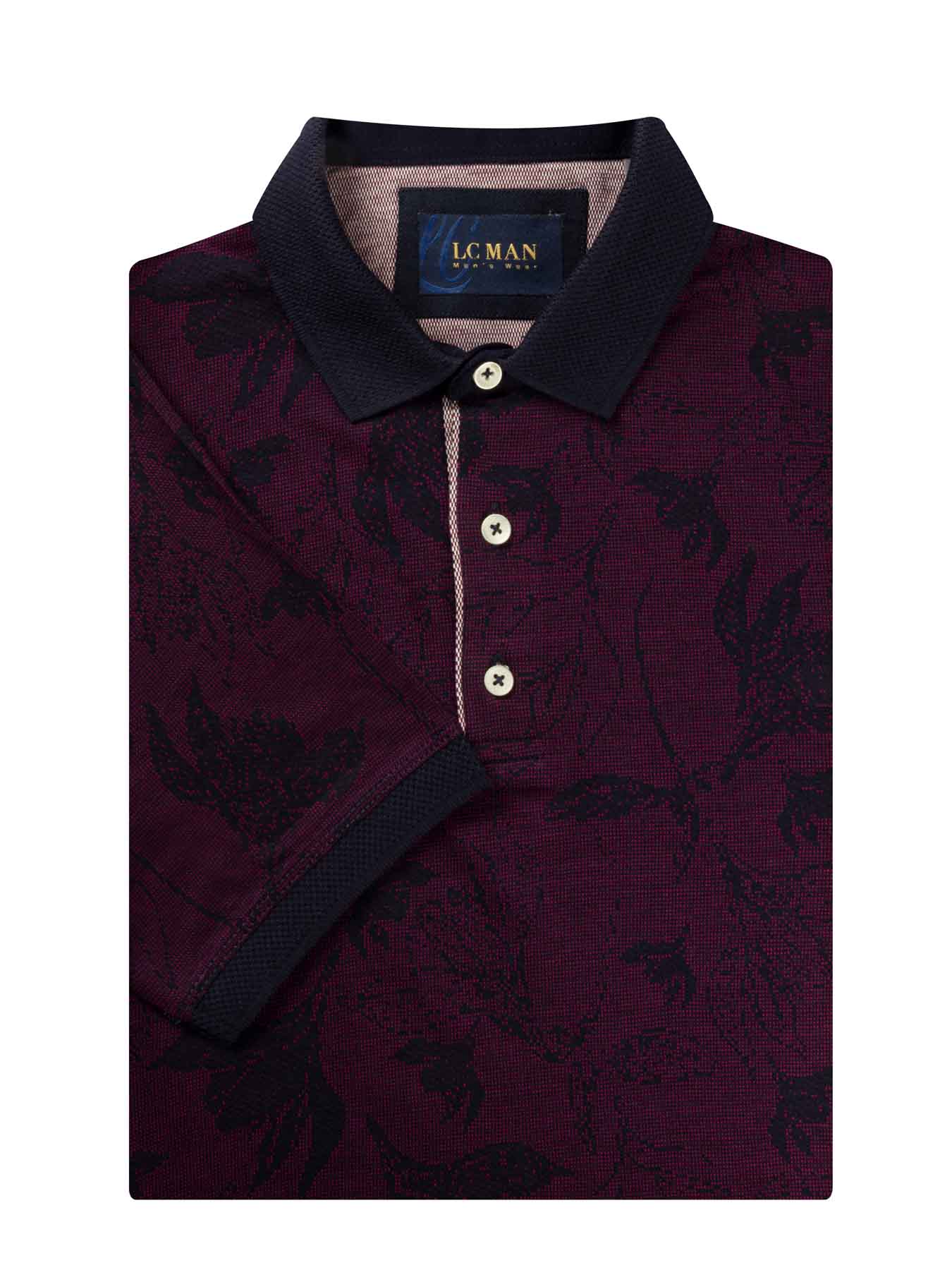 پولوشرت یقه دارسه دکمه طرح برگ  T194015