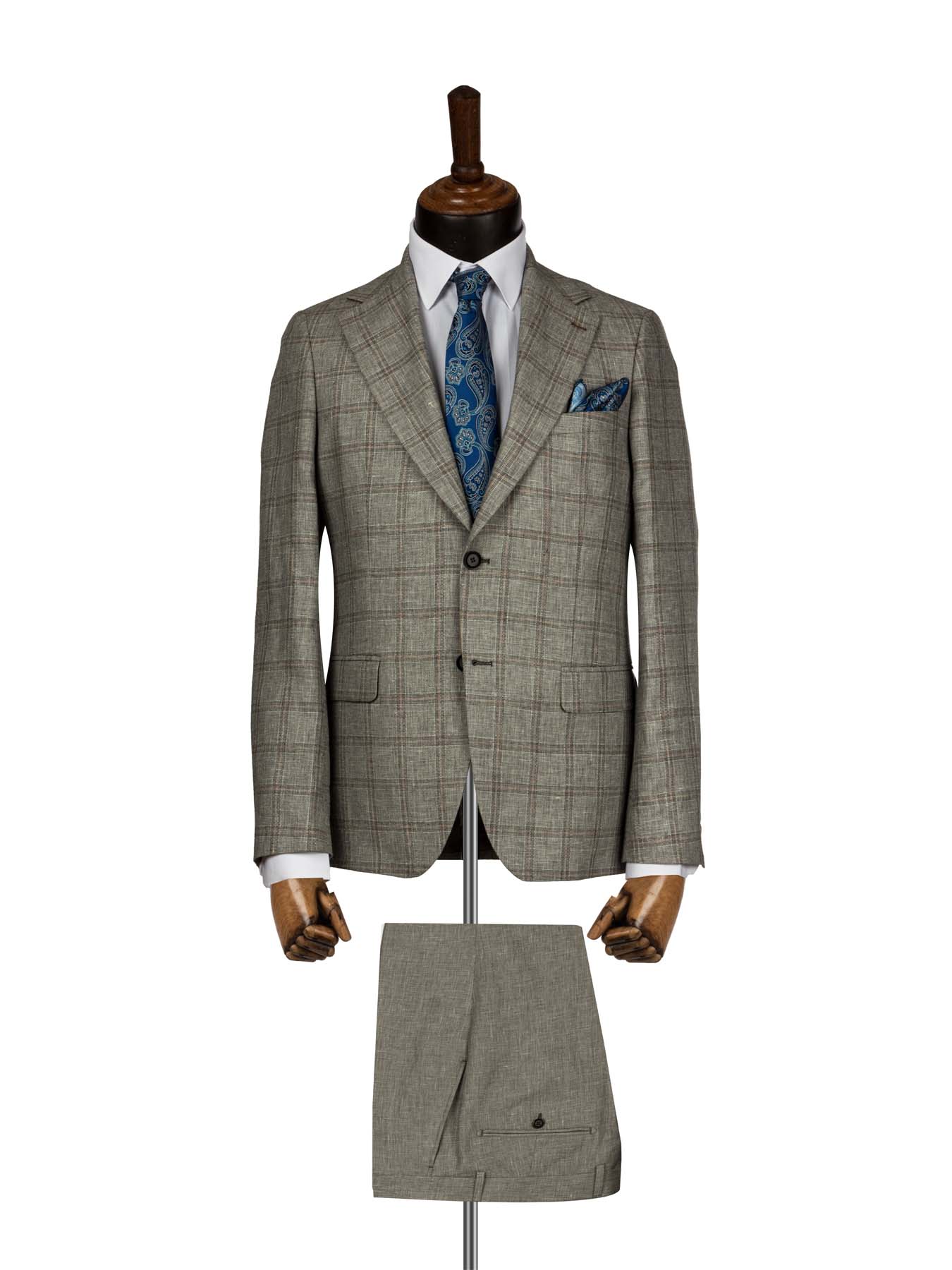 کت و شلوار چهارخانه درشت قهوه ای