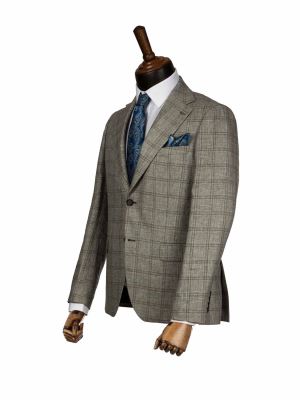 کت و شلوار چهارخانه درشت قهوه ای