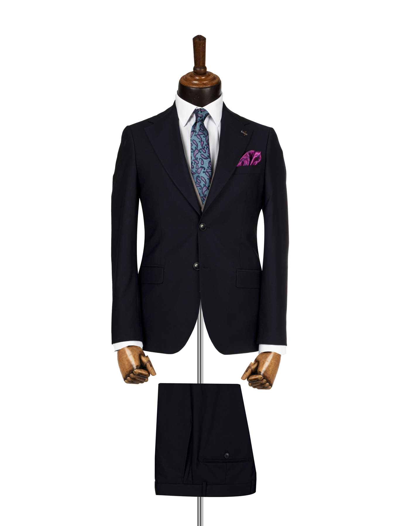 کت و شلوار و ژیله سرمه ای ساده 4