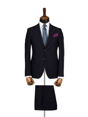 کت و شلوار و ژیله سرمه ای ساده 4