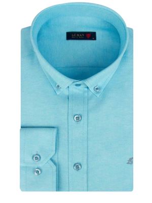 پیراهن مردانه آبی آستین بلند ال سی من  064