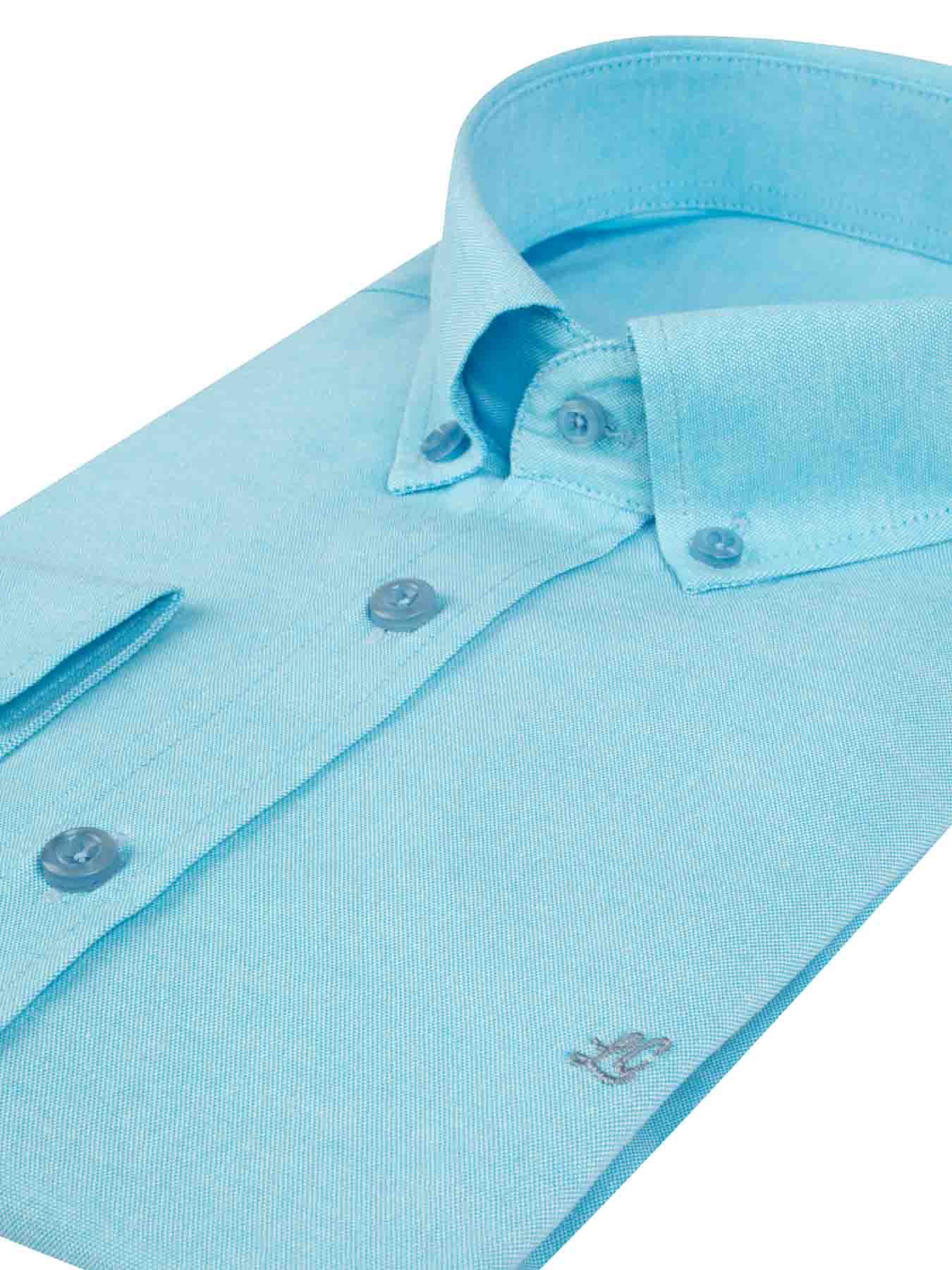 پیراهن مردانه آبی آستین بلند ال سی من  064