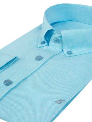 پیراهن مردانه آبی آستین بلند ال سی من  064