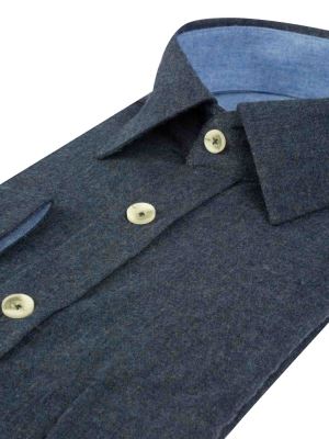 پیراهن ساده آستین بلند سرمه ای 