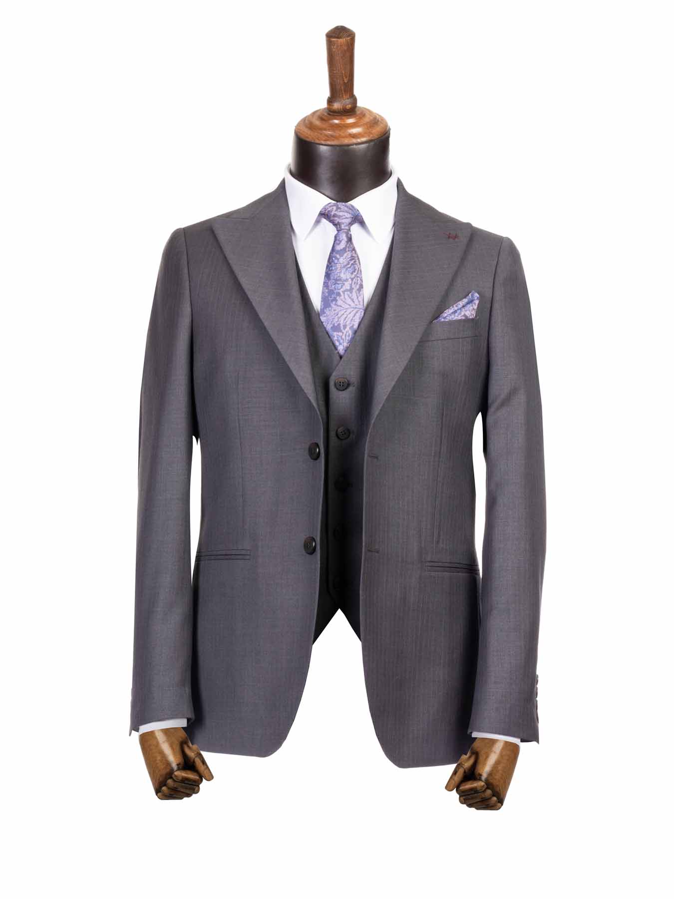 کت و شلوار و ژیله طوسی راه راه ال سی من