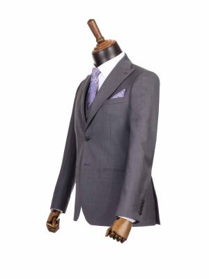 کت و شلوار و ژیله طوسی راه راه ال سی من