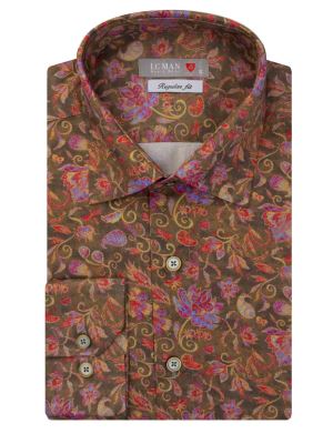 پیراهن مردانه طرح دار آستین بلند ال سی من