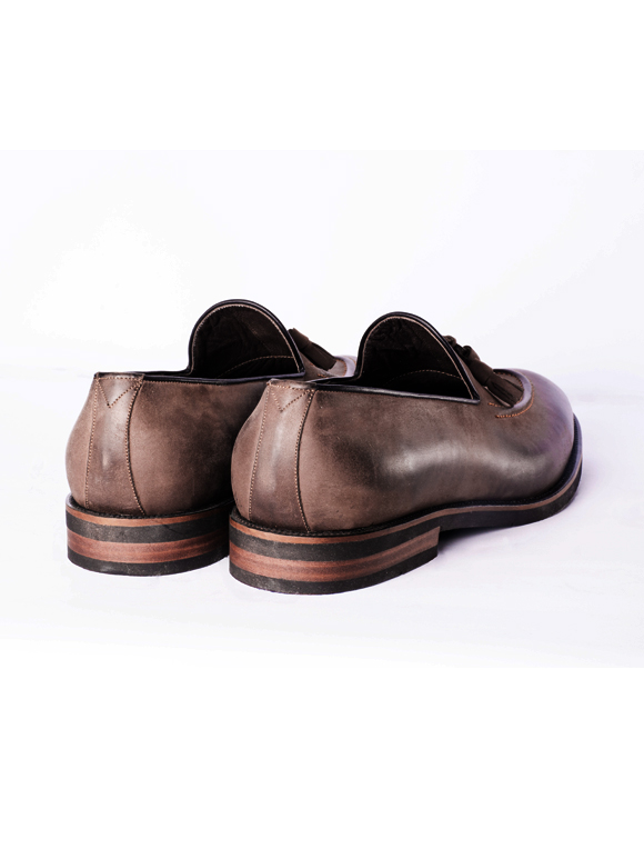 کفش چرم مردانه قهوه‌ای منگوله دار 101