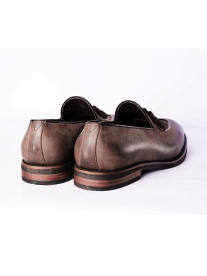 کفش چرم مردانه قهوه‌ای منگوله دار 101